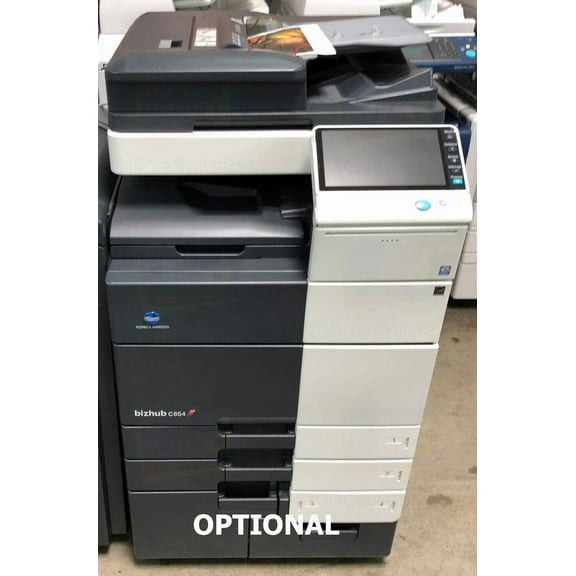 Restored Konica Minolta Bizhub C654 Tabloid-Size Color Laser Multifunction Copier – 65 ppm, Copy, Print, Scan, Fax, FS-534 Stapling Finisher