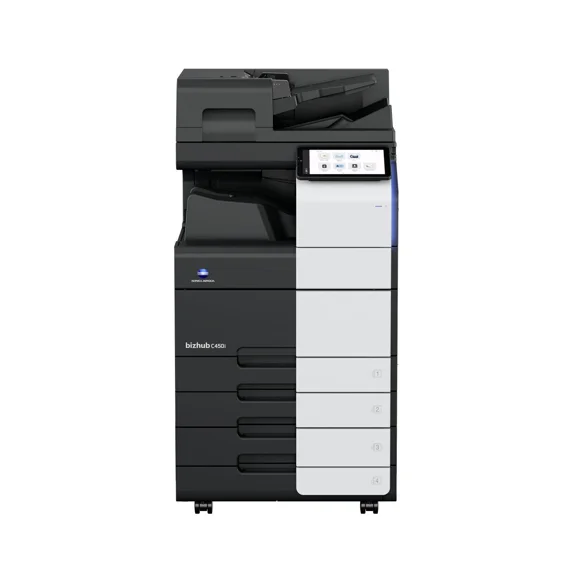 Restored Konica Minolta bizhub C450i Color Multifunction Printer – 45 PPM, Copy/Print/Scan/Fax, Duplex, Network & USB Connectivity
