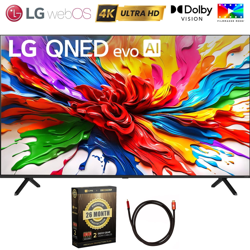 Restored LG 75 inch QNED evo AI 4K Mini-LED Smart webOS TV (2025) (Refurbished) Bundle with CPS 26 Month Extended Protection Pack + Deco Gear 6FT Universal 4K HDMI 2.0 Cable