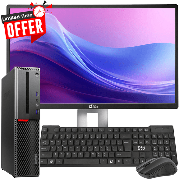 Restored Lenovo M800/M900 Desktop Computer PC, Intel Quad Core i5-6500 upto 3.60GHz, 32GB DDR4 Ram, 2TB SSD, Built-in Wi-Fi, 24 in LED Monitor, BTO Keyboard & Mouse, Windows 11 Pro (Refurbished)