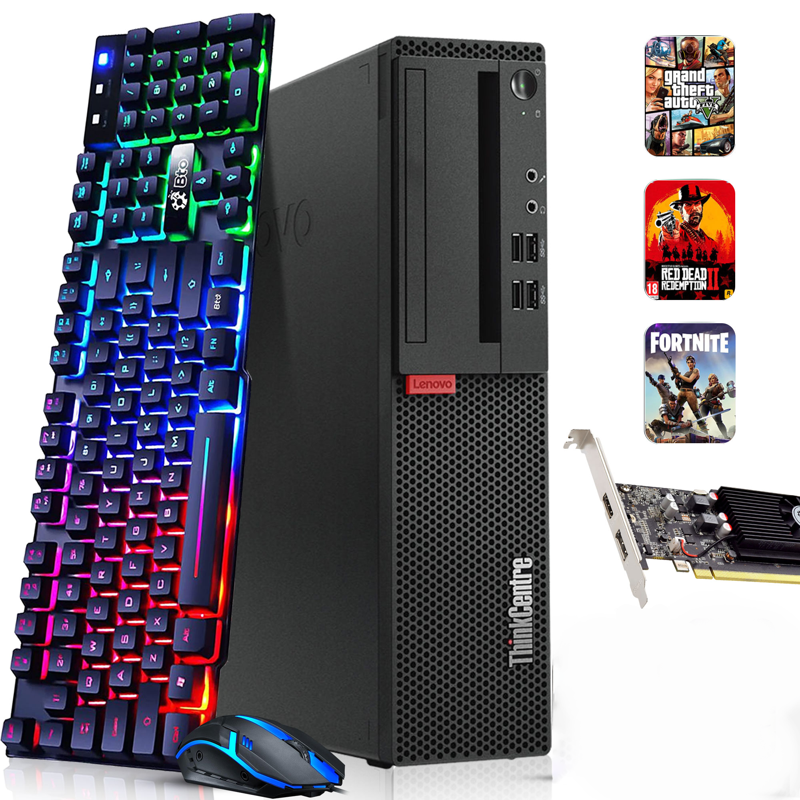 Lenovo ThinkCentre M910 Gaming Desktop, Intel i5-7500, 16GB RAM, 256GB SSD, 1TB HDD, GTX 1050 Ti, Win 11 Pro