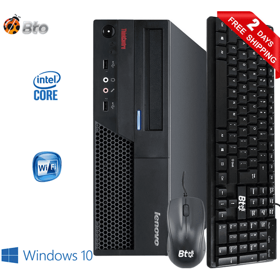 Restored Lenovo Small Form Computer Desktop PC, Intel Core 2 Duo Processor, 8GB Ram, 1TB Hard Drive, Bto Keyboard and Mouse, Wi-Fi, Windows 10 (Refurbished)