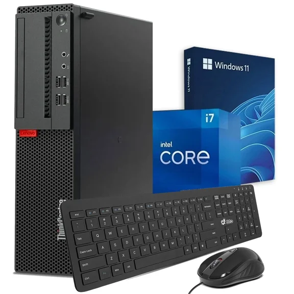 Restored Lenovo ThinkCentre Desktop PC, Intel Core i7-6700, 32GB DDR4 Ram, 1TB SSD + 1TB HDD, Built-in WiFi, Wireless Keyboard & Mouse, Windows 11 Pro (Refurbished)