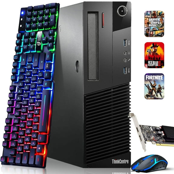 Restored Lenovo ThinkCentre M83/M93 Desktop Gaming PC, Intel i5-4570 upto 3.60GHz, 16GB DDR3 Ram, 256GB + 1TB HDD , NVIDIA GeForce GT 1030, Wi-Fi, BTO RGB Keyboard & Mouse, Win 10 Home (Refurbished)