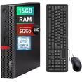 thumbnail image 1 of Restored Lenovo ThinkCentre M920Q Tiny Desktop – Intel Core i5-8500T up to 3.5GHz, 16GB DDR4 RAM, 512GB SSD, WiFi, Bluetooth, HDMI, DisplayPort, Windows 12 Pro, Keyboard & Mouse (Refurbished), 1 of 1