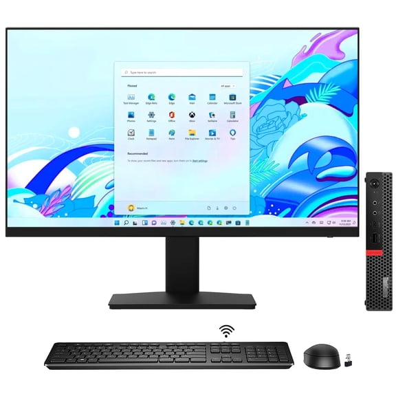 Restored Lenovo ThinkCentre M920q Mini Windows 11 Pro Desktop Computer Tiny PC | Intel i5 Hexa-Core CPU | 16GB DDR4 RAM | 512GB NVMe SSD | 24-inch Monitor - Black - (Refurbished)