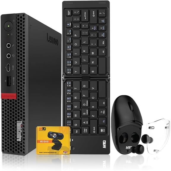 Restored Lenovo ThinkCentre Tiny Mini Desktop PC|Intel Core i5|16GB RAM|256GB SSD+500GB HDD|Foldable Wireless Keyboard/Mouse with Built in Earbuds|Webcam|WiFi & BT|Win 11