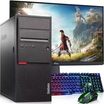 Restored Lenovo ThinkCentre Tower Gaming PC Intel Quad Core i5-6th 16GB DDR4 Ram, 1TB SSD New 24" LED BTO RGB Keyboard & Mouse, Nvidia GTX 1660s 6gb DDR6, Windows 11 Professional (Refurbished)