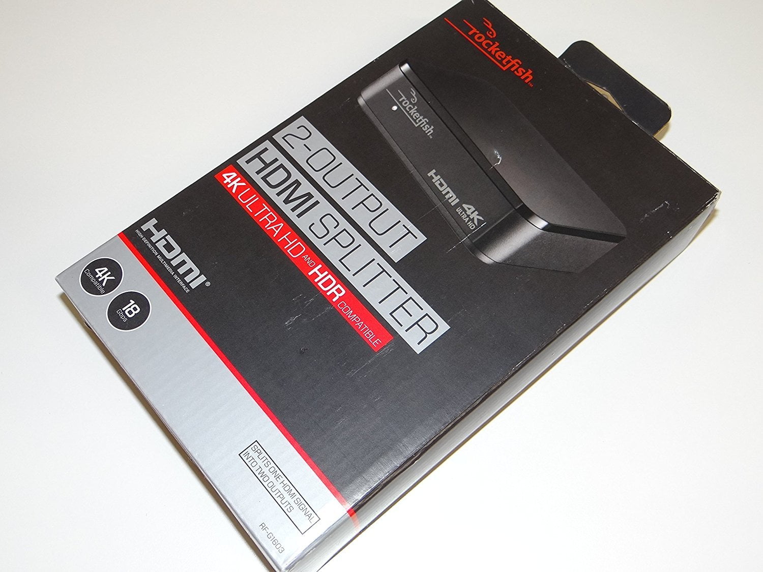 Restored Like New Rocketfish RFG1603 2 Output HDMI Splitter Black