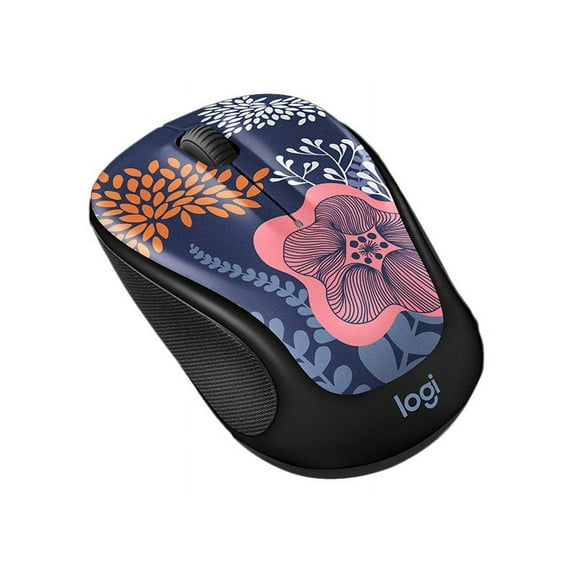 Restored Logitech M317c - Color Collection - mouse - optical - 3 buttons - wireless - 2.4 GHz - USB wireless receiver - forest floral (Refurbished)