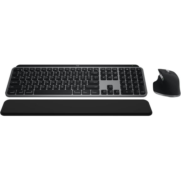 Logitech MX Keys S Combo for Mac - Wireless Keyboard & Mouse, Palm Rest, Backlit, USB-C (Space Grey)