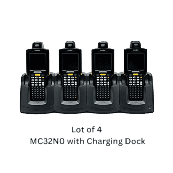 Restored "Lot of 4" Symbol MC32N0 Mobile Barcode Scanners with Charging Station (CHS3000-4001CR) (Like New) (Refurbished)