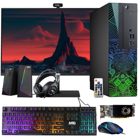 Restored Lumos 8 Gaming Desktop PC, Core i5, 16GB RAM, 2TB HDD, RX 550 4GB GDDR5 Graphics Card, 27 inch Monitor, RGB Front Panel 385 Patterns, RGB Kit, Win 11 Home (Refurbished)