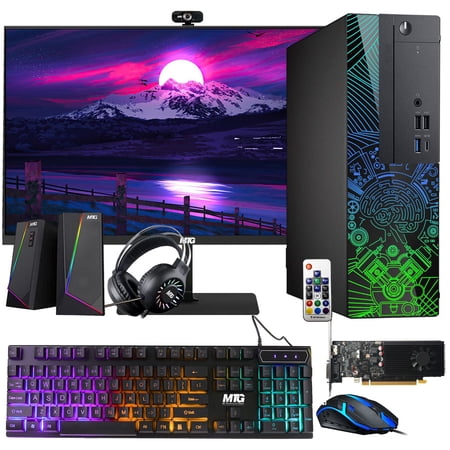 Restored Lumos 8 Gaming Desktop PC, Core i7 7th Gen, 16GB RAM, 512GB SSD, GT 1030 2GB DDR5 Graphics Card, 27 inch Monitor, PCI-E Bluetooth Wi-Fi, RGB Kit, Win 10 Pro (Refurbished)