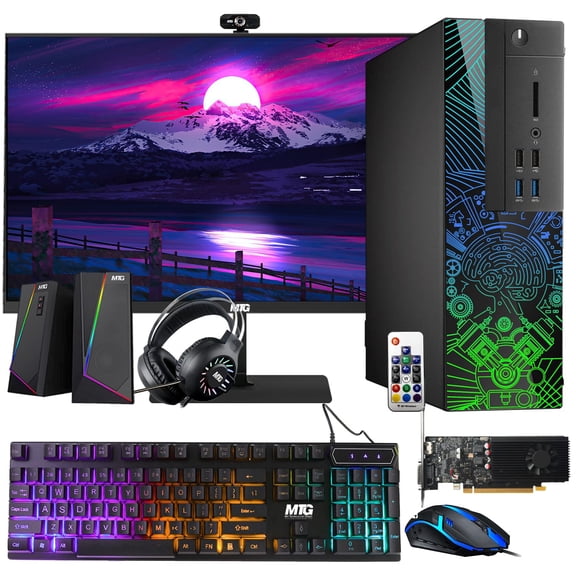 Restored Lumos 8 Gaming Desktop PC,Intel Core i5 6th Gen,GT 1030 2GB DDR5,16GB RAM,1TB SSD+4TB HDD,27 Inch 165hz Gaming Monitor,RGB Kit,Windows 11 Pro