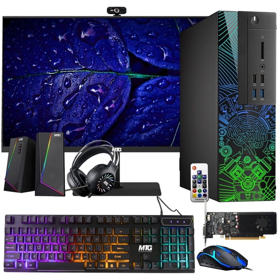 Restored Lumos 8 Gaming Desktop PC,Intel Core i5 6th Gen,GT 1030 2GB DDR5,16GB RAM,512GB SSD+2TB HDD,22 Inch Monitor,RGB Kit,Windows 11 Pro