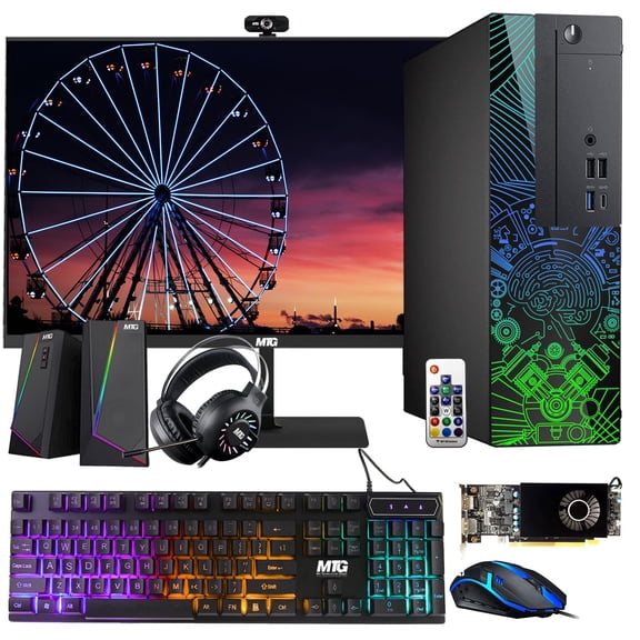 Restored Lumos 8 Gaming Desktop PC,Intel Core i5 7th Gen,16GB RAM,512GB SSD,AMD RX 550 4GB GDDR5 Graphics Card,22 inch 75hz Monitor,PCI-E Bluetooth|Wi-Fi,RGB Kit,Windows 11 Pro