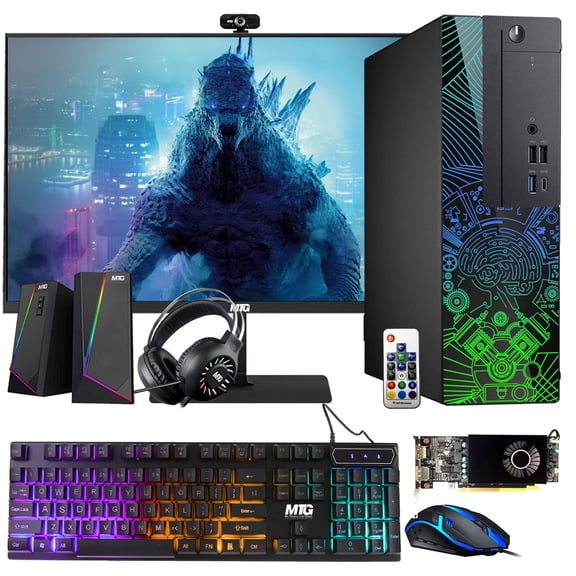 Restored Lumos 8 Gaming Desktop PC,Intel Core i5 7th Gen,16GB RAM,512GB SSD,AMD RX 550 4GB GDDR5 Graphics Card,24-inch 75hz Monitor,PCI-E Bluetooth|Wi-Fi,RGB Kit,Windows 11 Pro