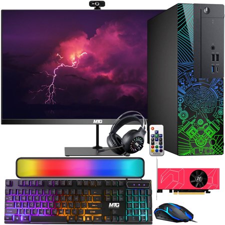 Restored Lumos 8 Gaming Desktop PC, Intel Core i5, AMD RX 6400 4GB DDR6, 16GB RAM, 1TB SSD + 4TB HDD, 22 Inch Monitor, RGB Front Panel 385 patterns, RGB Kit, Win 10 Pro (Refurbished)