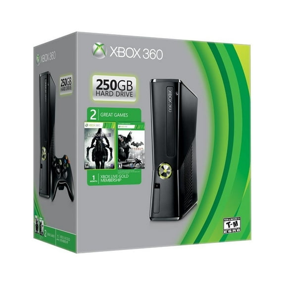 Restored MICROSOFT XBOX 360 SLIM 250GB WIFI GAME CONSOLE BUNDLE BLACK R9G-00198 (Refurbished)
