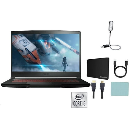 Restored MSI GF63 Thin 15.6" Gaming Laptop, FHD 144Hz, Intel Core i5-11400H, NVIDIA GeForce RTX 3050, 8GB Memory, 512GB NVMe SSD, Windows 11 Home, Black with Mazepoly Accessories (Refurbished)