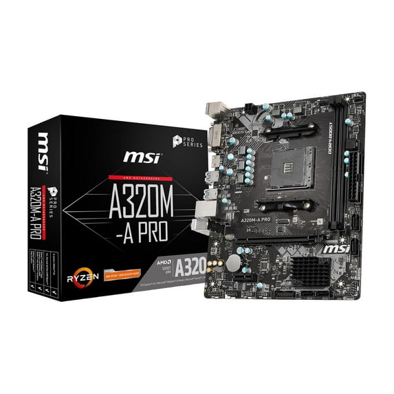 Restored MSI ProSeries AMD A320 1st, 2nd, 3rd Gen Ryzen Compliant AM4 DDR4 HDMI DVI USB 3 Micro-ATX Motherboard (A320M-A PRO) (Refurbished)