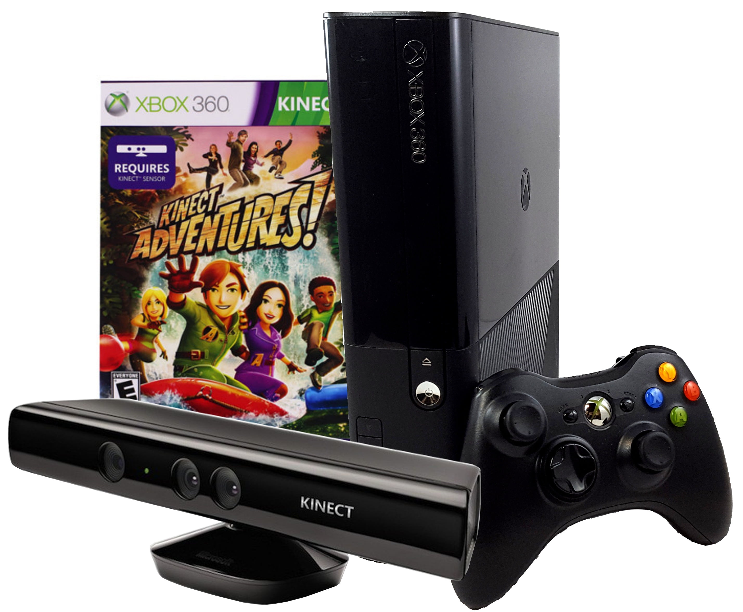 Restored Microsoft Xbox 360 E Slim 4GB Console with Kinect Sensor and  Kinect Adventures (Refurbished)