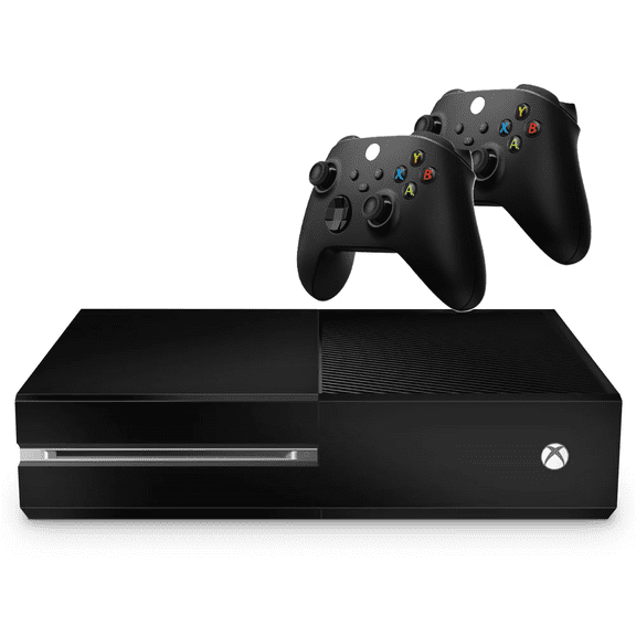 Restored Microsoft Xbox One Game Console 1TB Black with Two Retrofam Controllers (Refurbished)