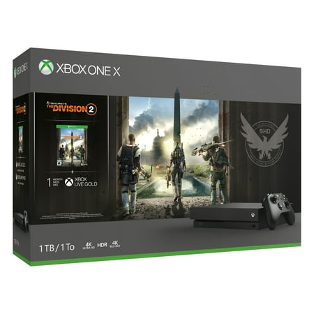 Restored Microsoft Xbox One X 1TB Division 2 Bundle, Black, CYV-00255 (Refurbished)