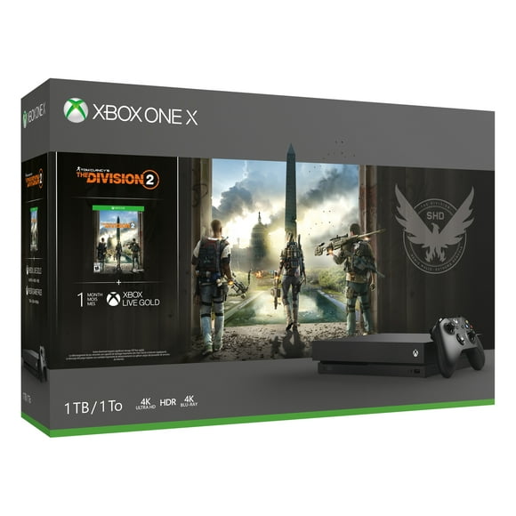 Restored Microsoft Xbox One X 1TB Division 2 Bundle, Black, CYV-00255 (Refurbished)