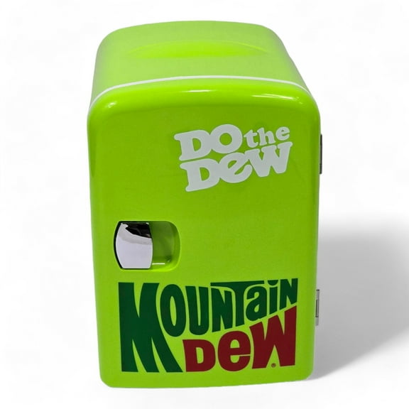 Restored Mountain Dew Mini Retro Beverage Fridge with 12v Car Adapter (Refurbished)