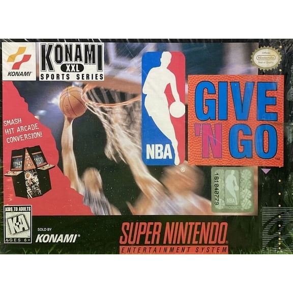 Restored NBA Give 'N Go (Super Nintendo, 1995) SNES Basketball Game (Refurbished)