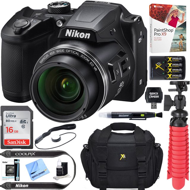 Restored Nikon COOLPIX B500 16MP 40x Optical Zoom Digital Camera w/ WiFi - Black + 16GB SDHC Accessory Bundle (Refurbished)