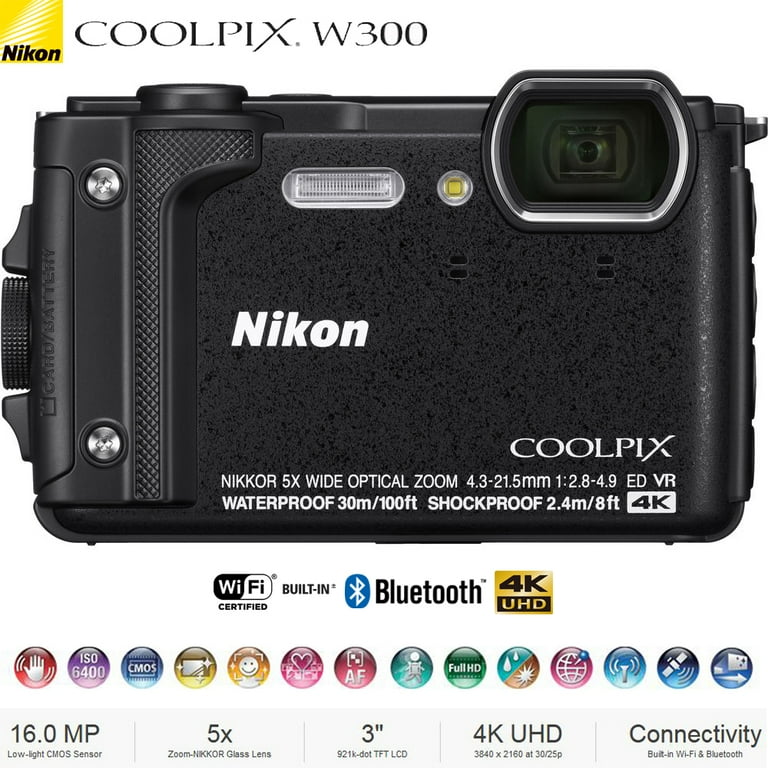 Restored Nikon COOLPIX W300 16MP 4k Ultra HD Waterproof Digital Camera  (Black) 26523B (Refurbished) - Walmart.com