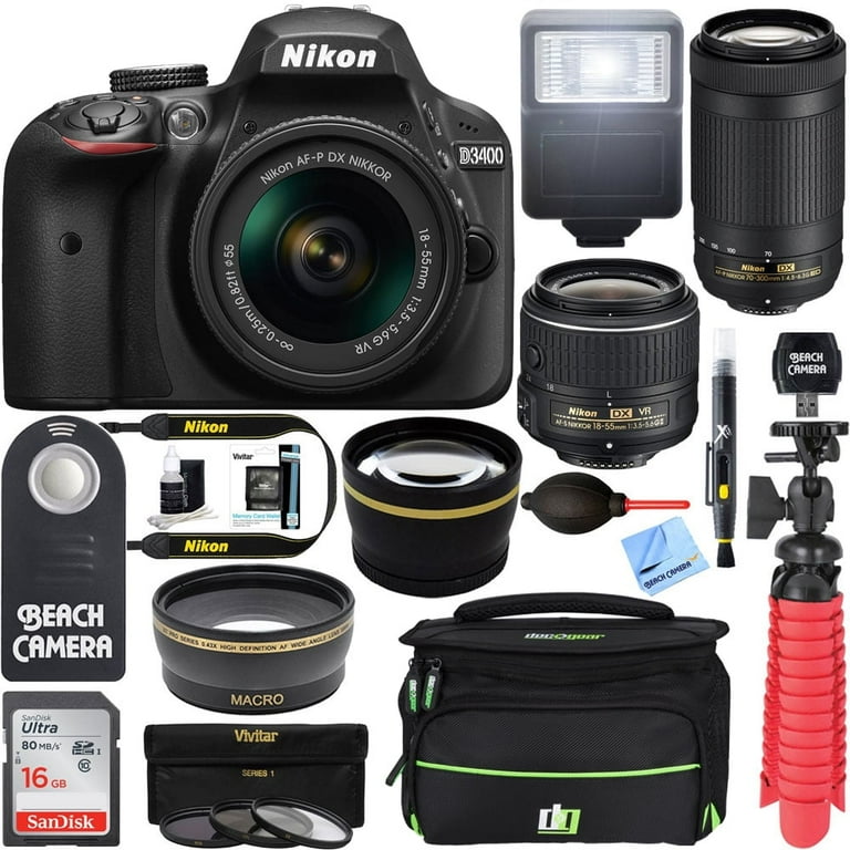 Restored Nikon D3400 24.2MP DSLR Camera with 18-55mm VR and Restored Nikon D3400 24.2MP DSLR Camera with 18-55mm VR and