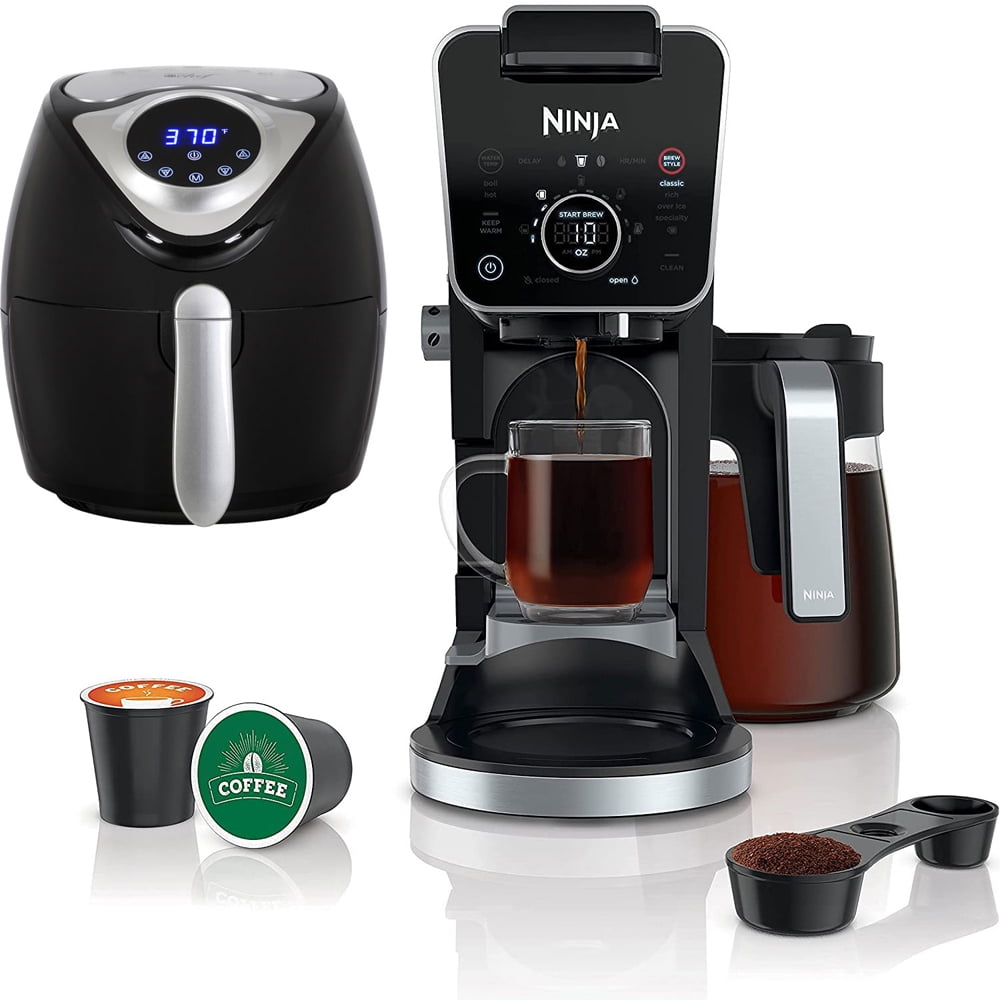 Restored Ninja CFP301 DualBrew Pro Specialty 12 Cup Drip Coffee Maker Bundle with Deco Chef 3.7QT Electric Oil Free Digital Air Fryer for Healthy Frying Refurbished Walmart