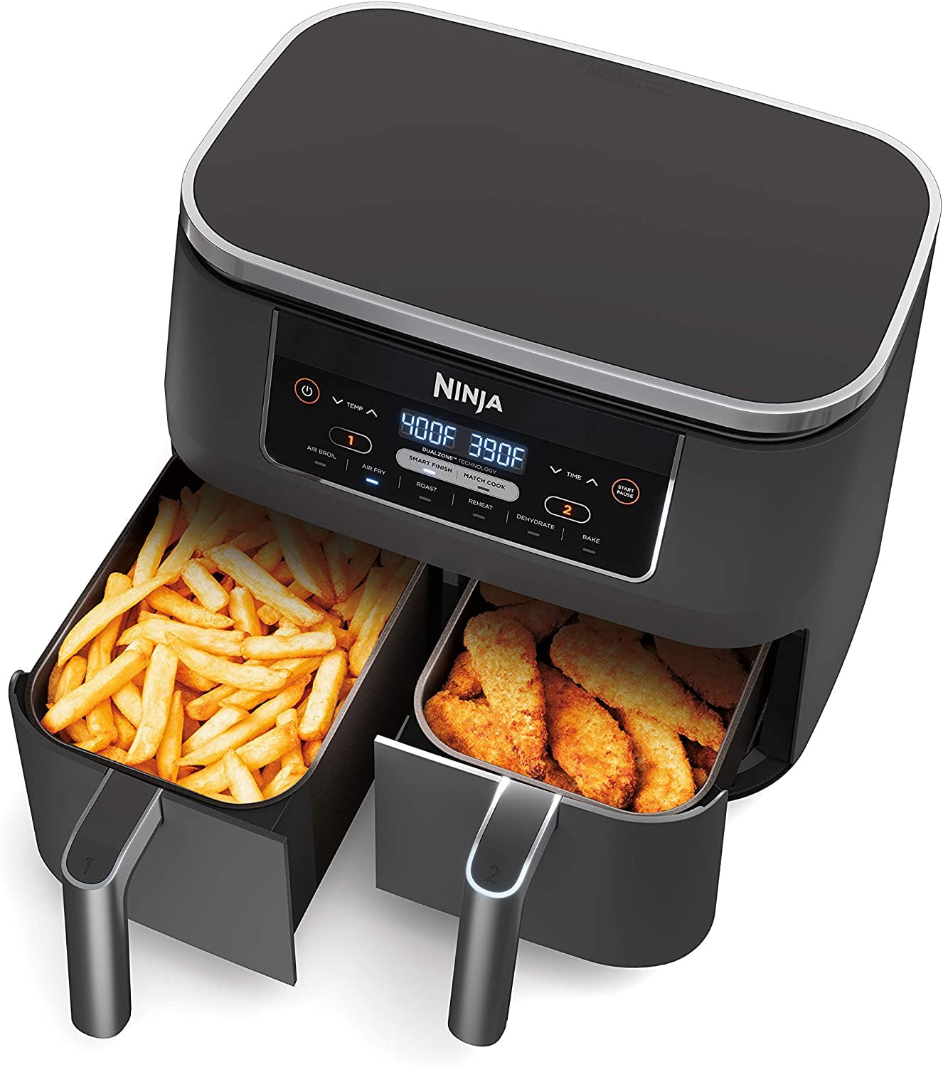 Restored Ninja DZ201 Foodi 6-in-1 2-Basket Air Fryer with DualZone  Technology, 8-Quart Capacity, and a Dark Grey Stainless Finish (Refurbished)