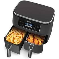 Restored Ninja DZ201 Foodi 6-in-1 2-Basket Air Fryer with DualZone Technology, 8-Quart Capacity, and a Dark Grey Stainless Finish (Refurbished)
