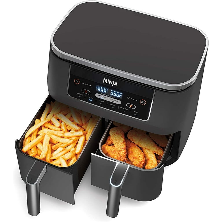 Ninja DZ201 Foodi 6-in-1 2-Basket Air Fryer with DualZone Technology,  8-Quart Capacity, and a Dark Grey Stainless Finish (Dark Grey Stainless)