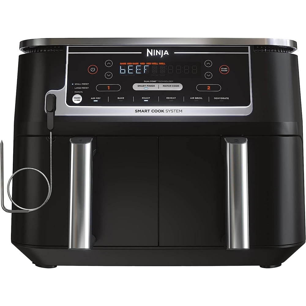 Restored Ninja DZ550 Foodi 6 in 1 Smart 10 qt. 2 Basket Air Fryer