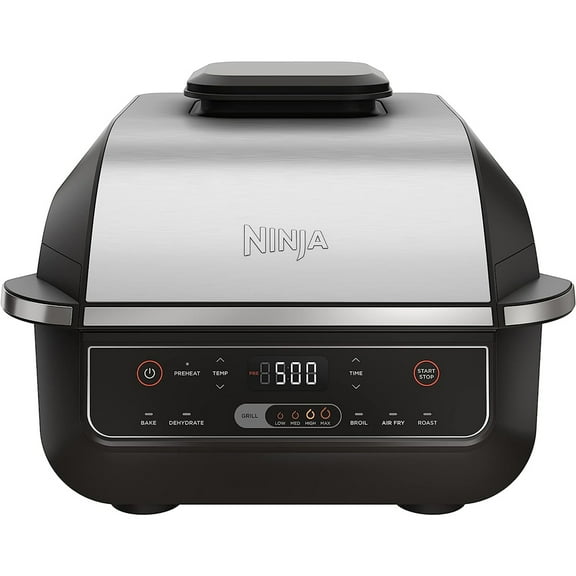 Restored Ninja EG201 Foodi 6-in-1 Indoor Grill and 4-Quart Air Fryer (Refurbished)