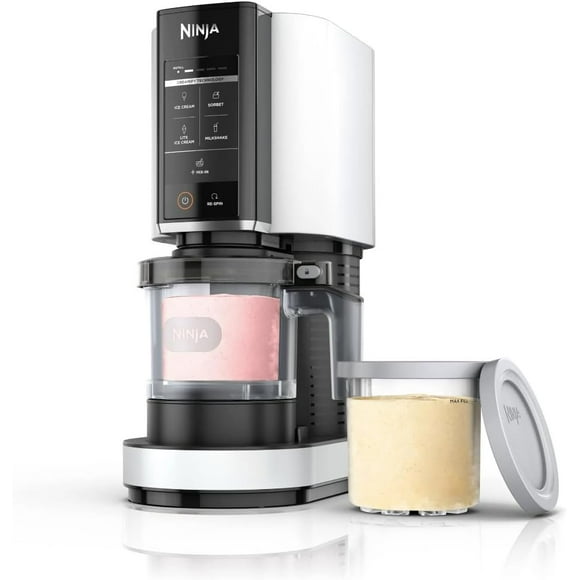 Restored Ninja CREAMi Ice Cream Maker, White, 5 One-Touch Programs, 2 16oz Pints with Storage Lids (Certified) (Refurbished)