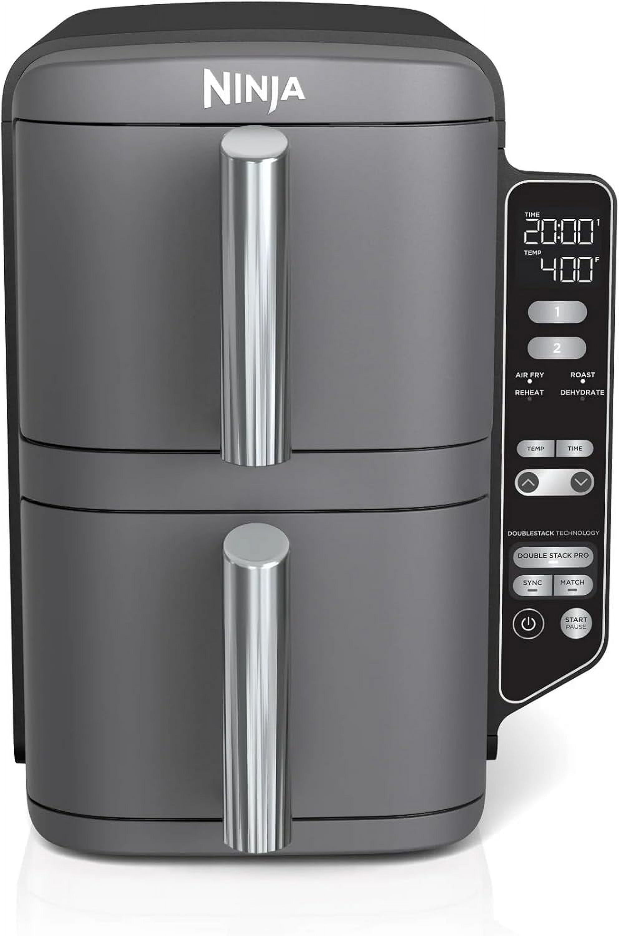 Restored Ninja SL400 DoubleStack XL 2-Basket Air Fryer, Compact Design, 10 QT, 4-in-1, Air Fry, Broil, Bake, Easy Meals, Easy Clean, Grey (Certified) (Refurbished)