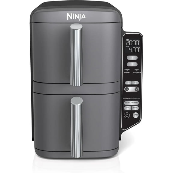 Restored Ninja SL400 DoubleStack XL 2-Basket Air Fryer, Compact Design, 10 QT, 4-in-1, Air Fry, Broil, Bake, Easy Meals, Easy Clean, Grey (Certified) (Refurbished)