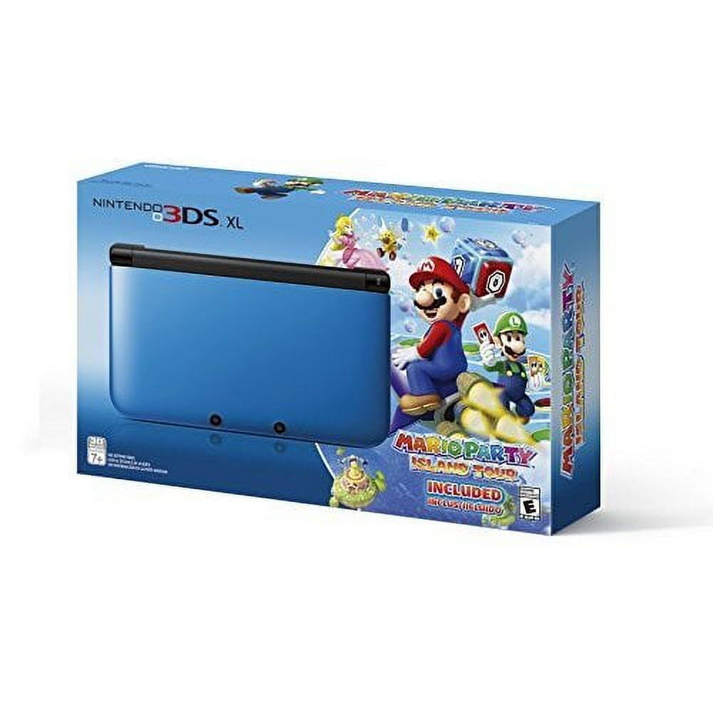 Restored Nintendo 3DS XL Blue/black Limited Edition With Mario Party:  Island Tour Game (Refurbished)