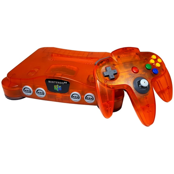 Restored Nintendo 64 System Video Game Console Fire Orange with Matching Controller (Refurbished)