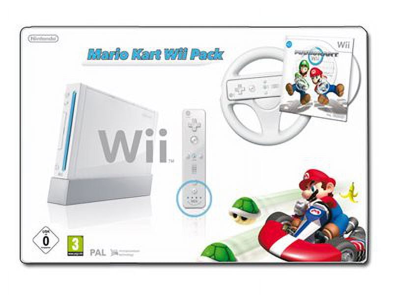 Restored Nintendo White Wii Console - Mario Kart - Wii Wheel (Refurbished)