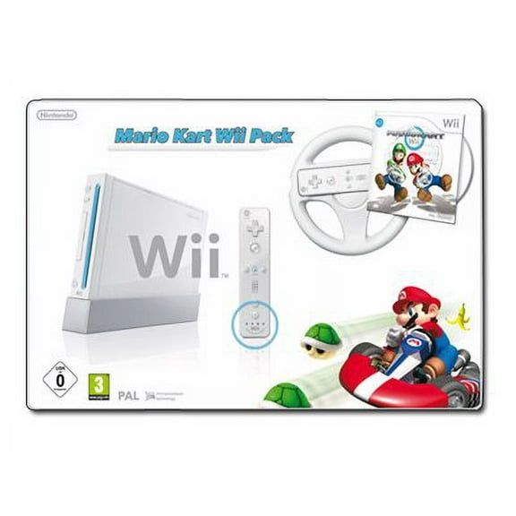 Restored Nintendo White Wii Console - Mario Kart - Wii Wheel (Refurbished)