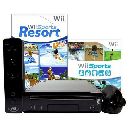 Restored Nintendo Wii Console Black with Wii Sports and Wii Sports Resort (Refurbished)