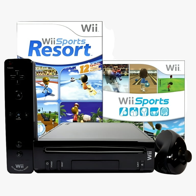 Restored Nintendo Wii Console Black with Wii Sports and Wii
